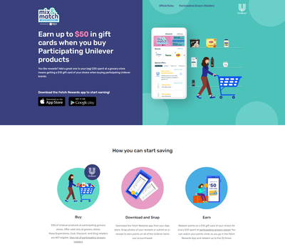 Fetch Rewards Unilever Landing Page Screen